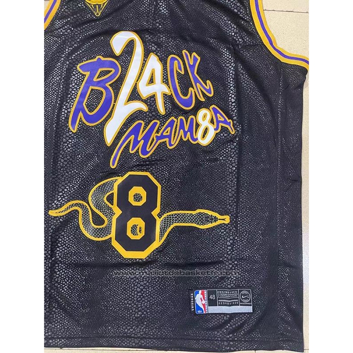 Maillot Los Angeles Lakers Kobe Bryant #8 Black Mamba Snakeskin Noir